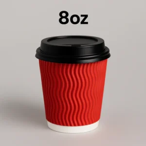 8oz Ripple red coffee cup - 250ml