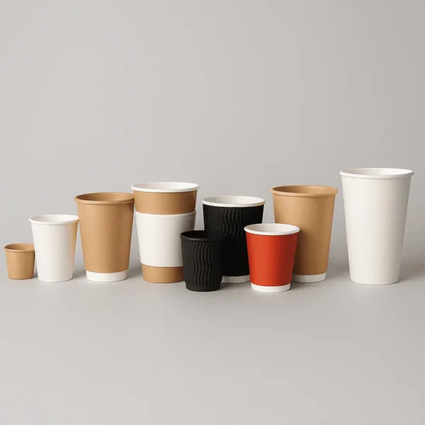 Paper cup and glass